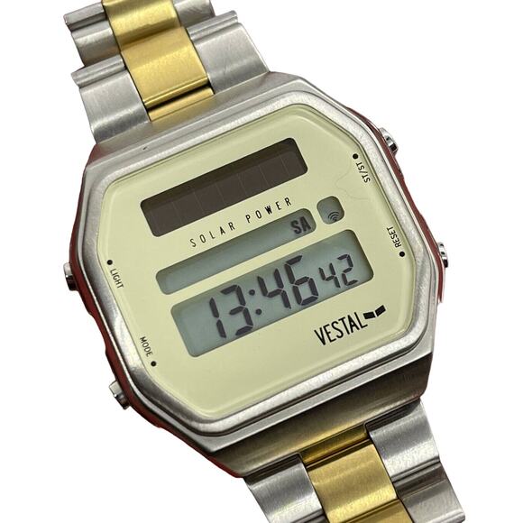 Vestal Solar Syncretic watch Two Tone Runs Great Chronograph - Picture 2 of 11